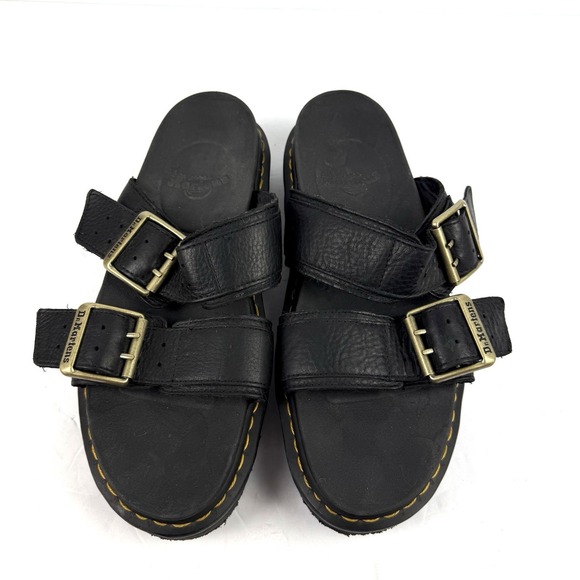 Dr. Martens Shoes - Dr. Martens Myles II Sandals 11 Womens Black Leather Platform Brass Mens 10